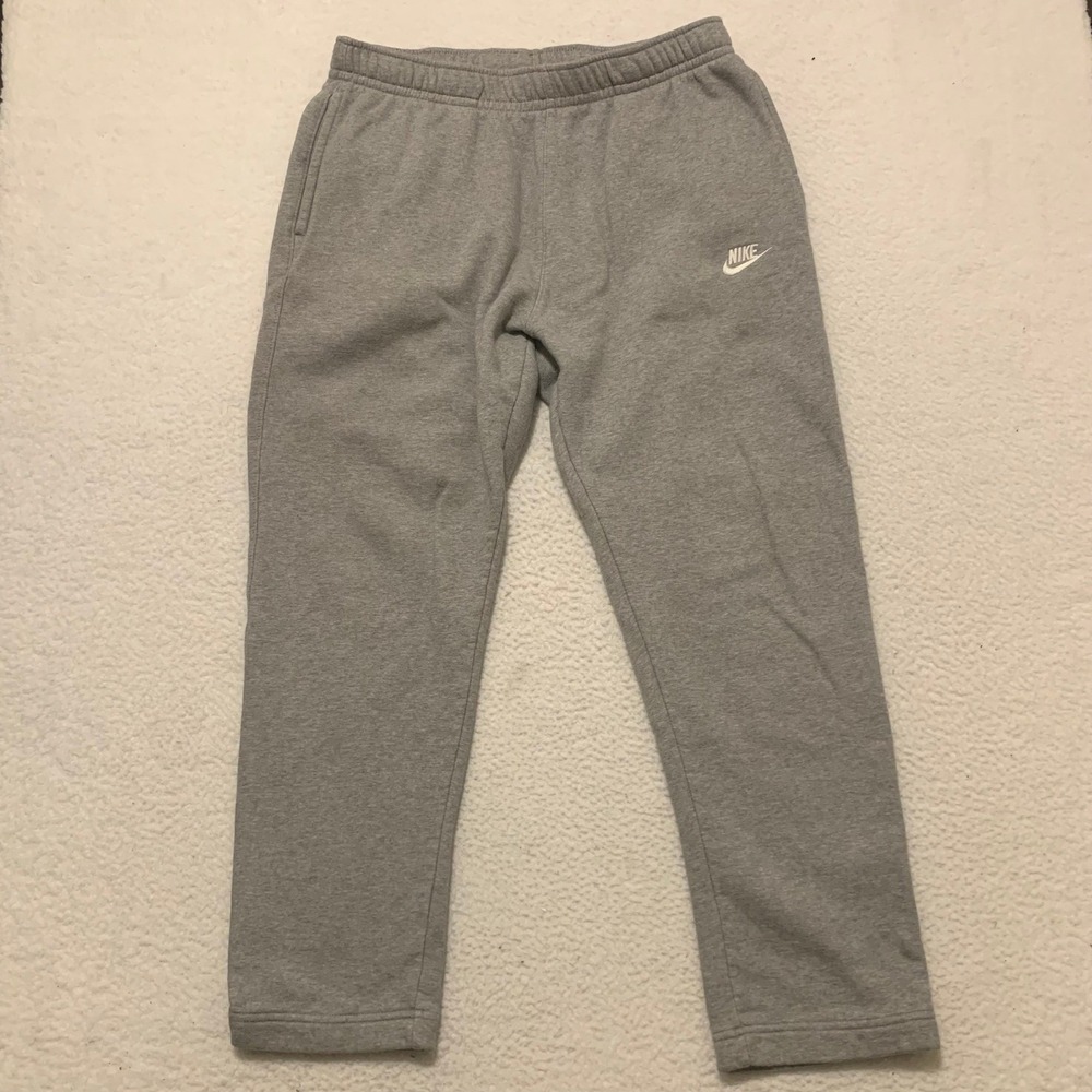 Nike Mens Club Fleece Sweatpants Mens L 32x27 Open Hem Joggers BV2707-063 Gray